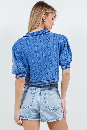Blue knitted top 10 abril