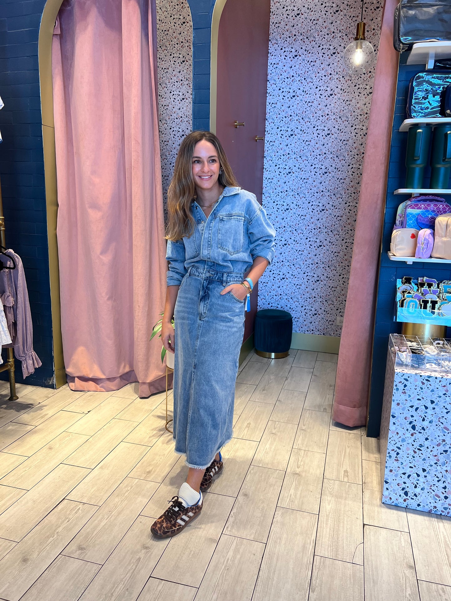 Denim midi dress