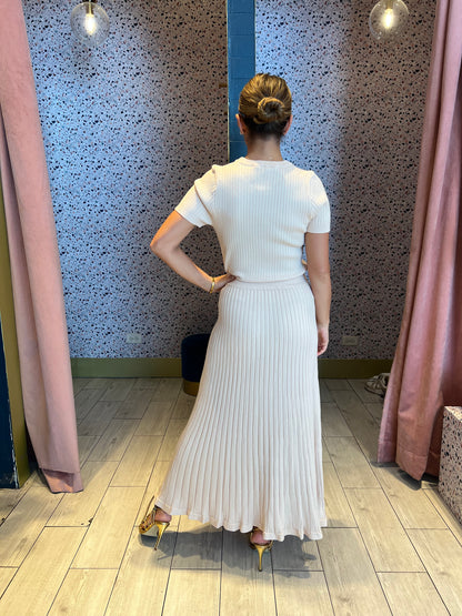 Cream ribbed skirt set 28 marzo
