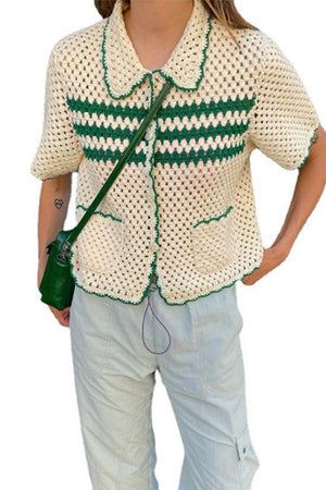 Cream & green knitted set