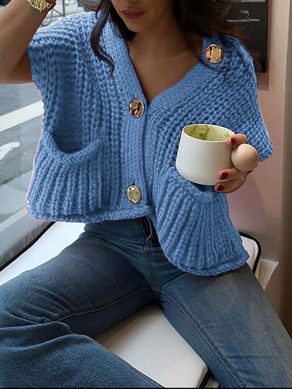 Blue knitted vest