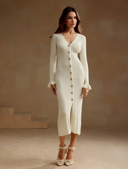 Ivory ribbed dress