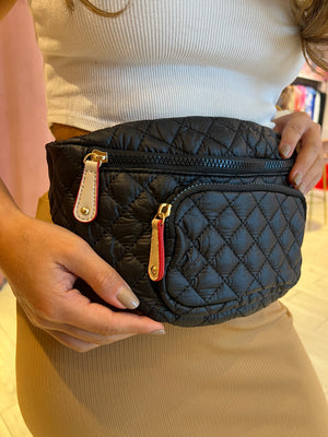 Quilted nylon fanny pack