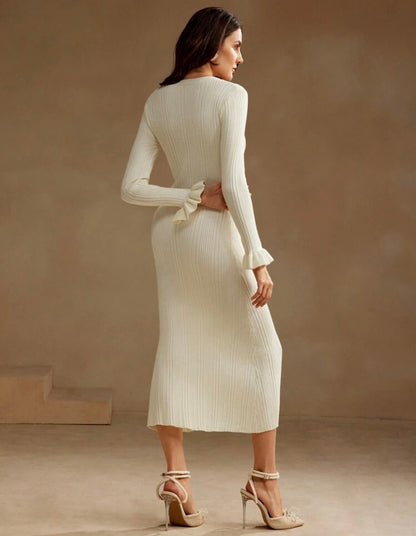 Ivory ribbed dress