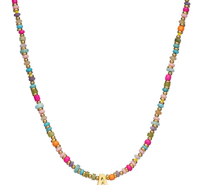 Mayamar Multi stone beaded initial necklace