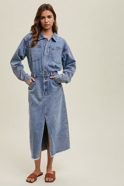 Denim midi dress