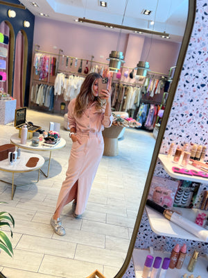 Pink cool denim dress