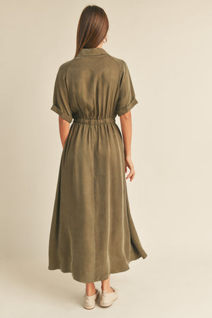 Olive cargo maxi dress