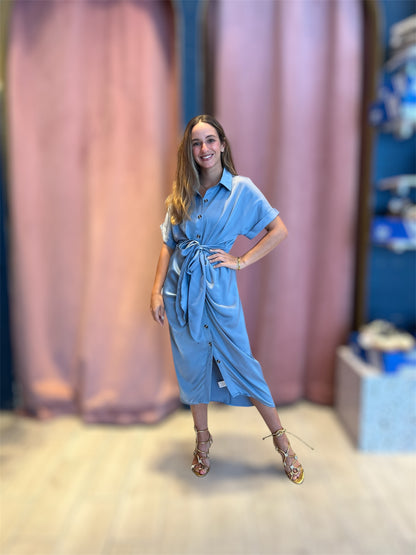 Slate tie in front Silky dress