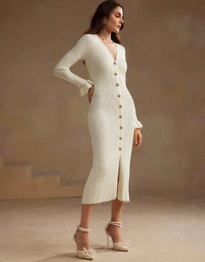 Ivory ribbed dress