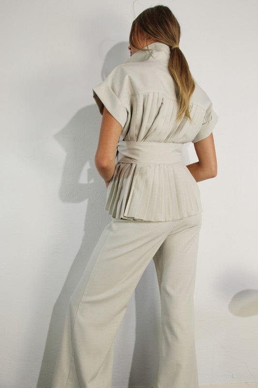 Pleated belted set