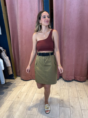 Olive cargo skirt