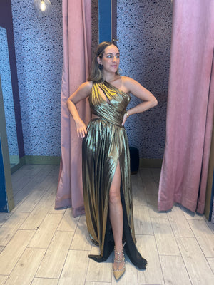 Gold  metalic cut out dress