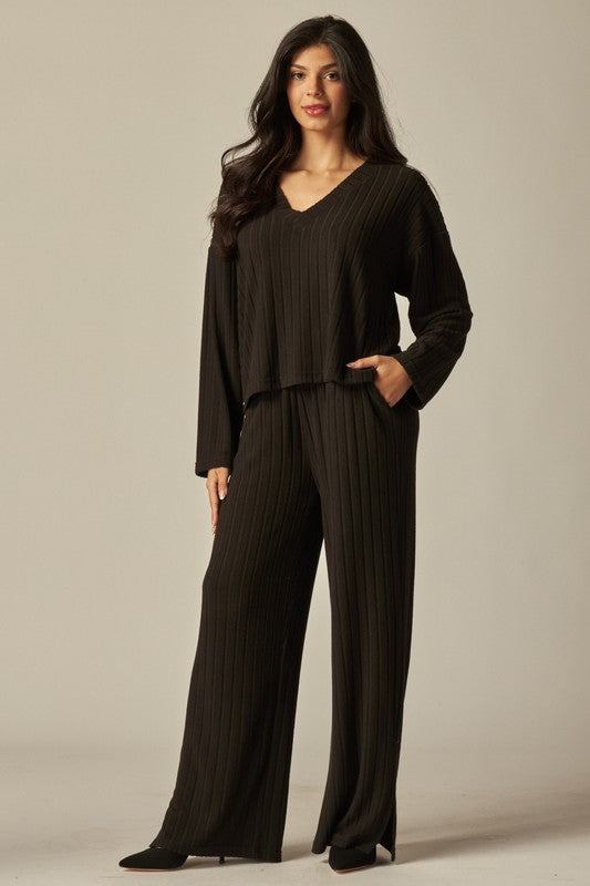 Black ribbed loungewear set  10 marzo