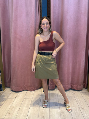 Olive cargo skirt