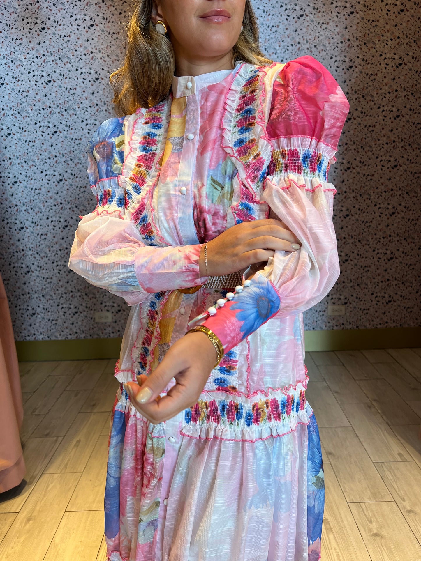 Tie dye maxi belted dress