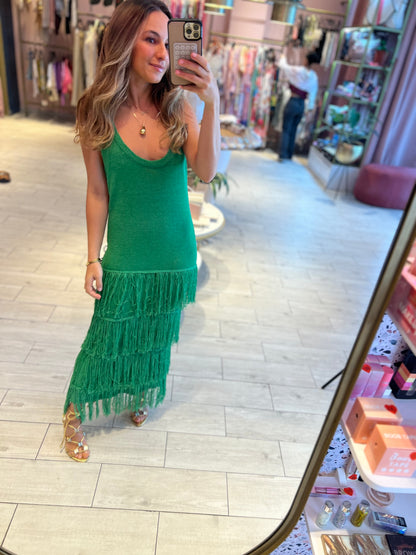 Olivias Green fringed dress