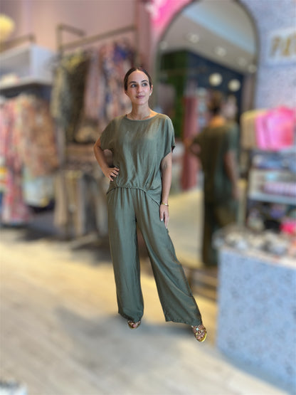 Olive Silky pants & top set