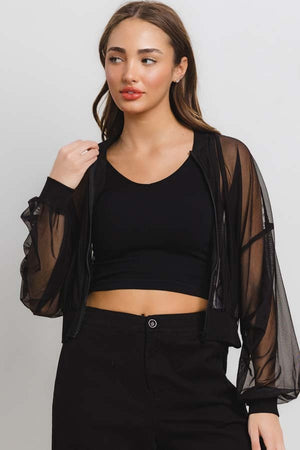 Black mesh activewear jacket