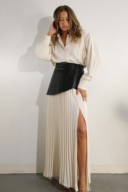 Cream pleated skirt set 4 oct