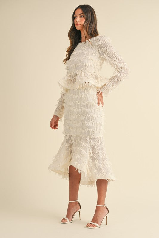 Fringed cream skirt set 20 sept