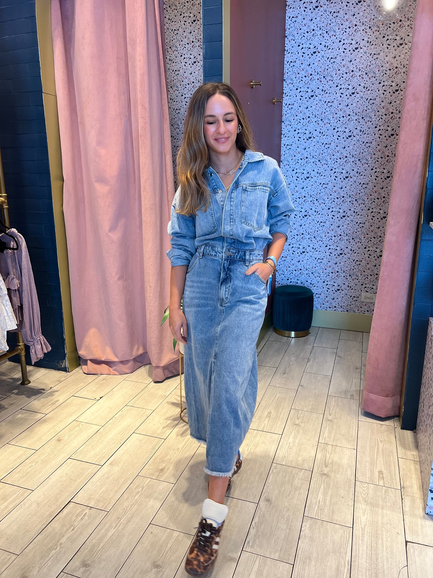 Denim midi dress