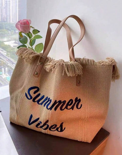 Khaki summer vibes tote bag