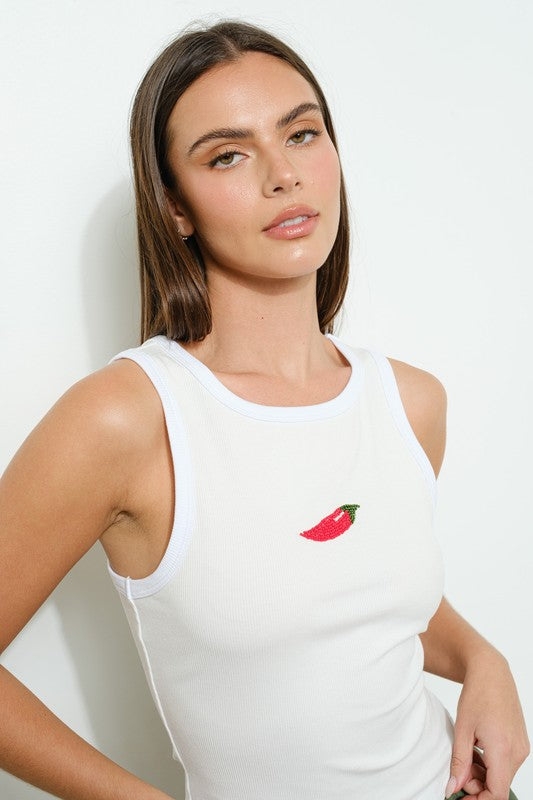 Pepper beadded trendy white top