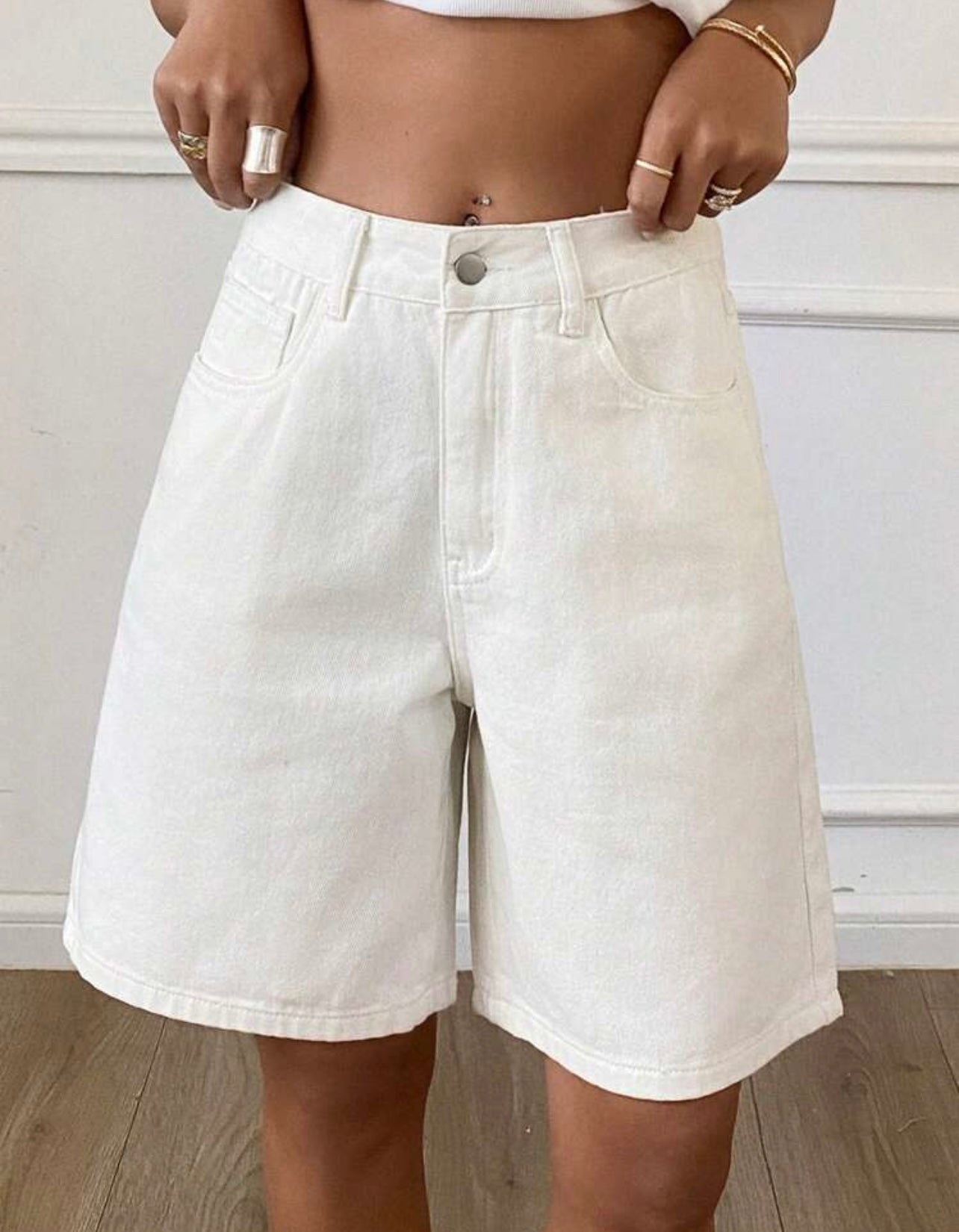 White denim shorts