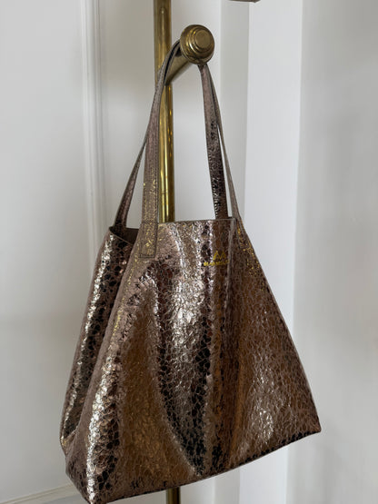 Luxury Gold rose 100% Leather tote  médium Bag