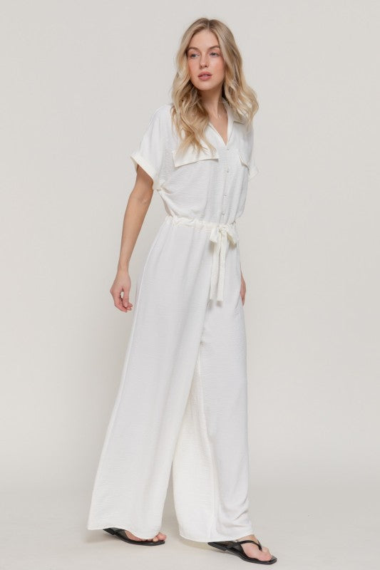 White Silky Comfy Jumpsuit 18 enero