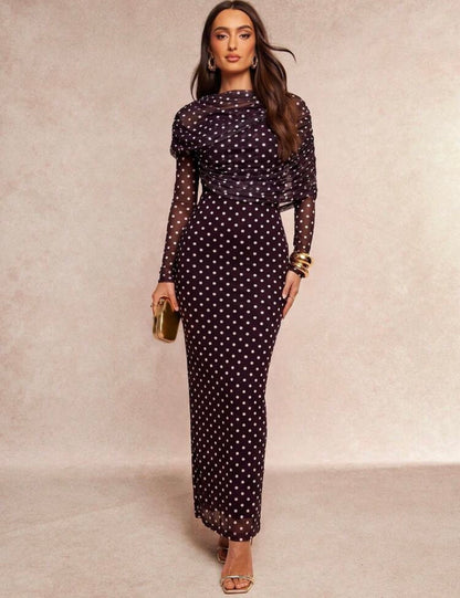 Brown polka dots dress