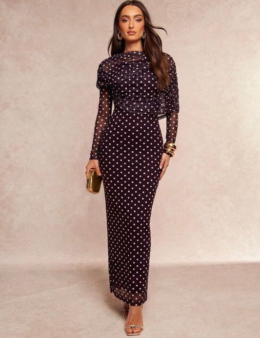 Brown polka dots dress