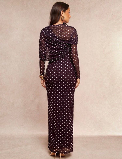 Brown polka dots dress