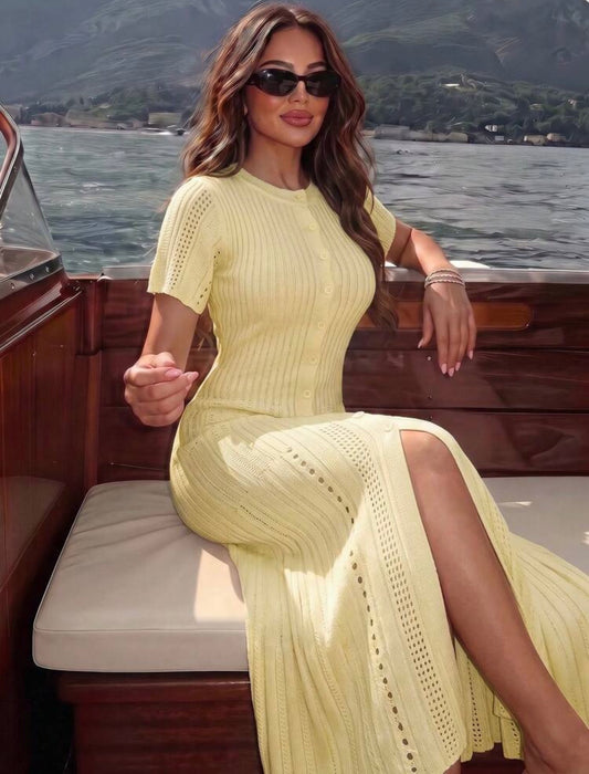 Butter yellow croché Positano dress