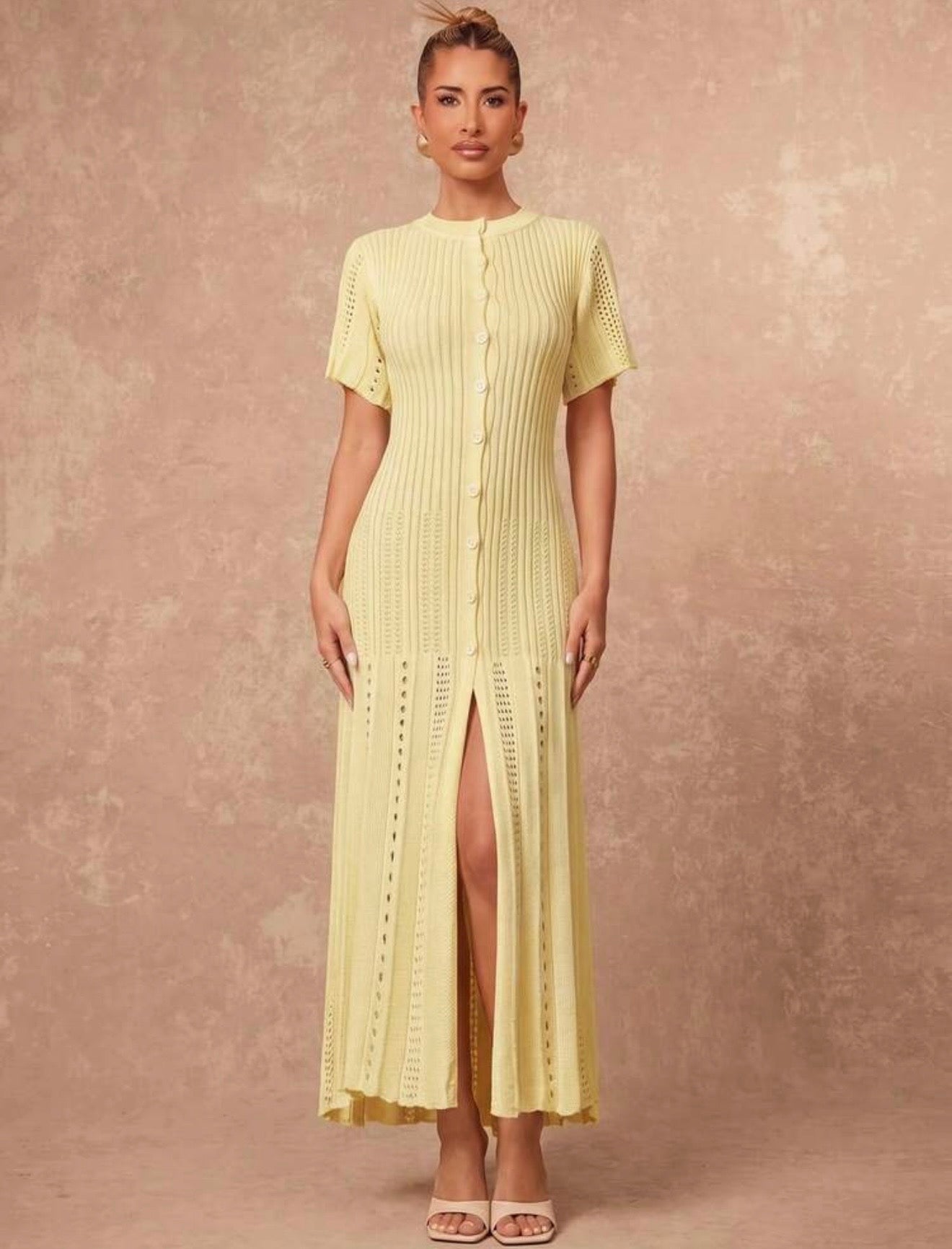 Butter yellow croché Positano dress
