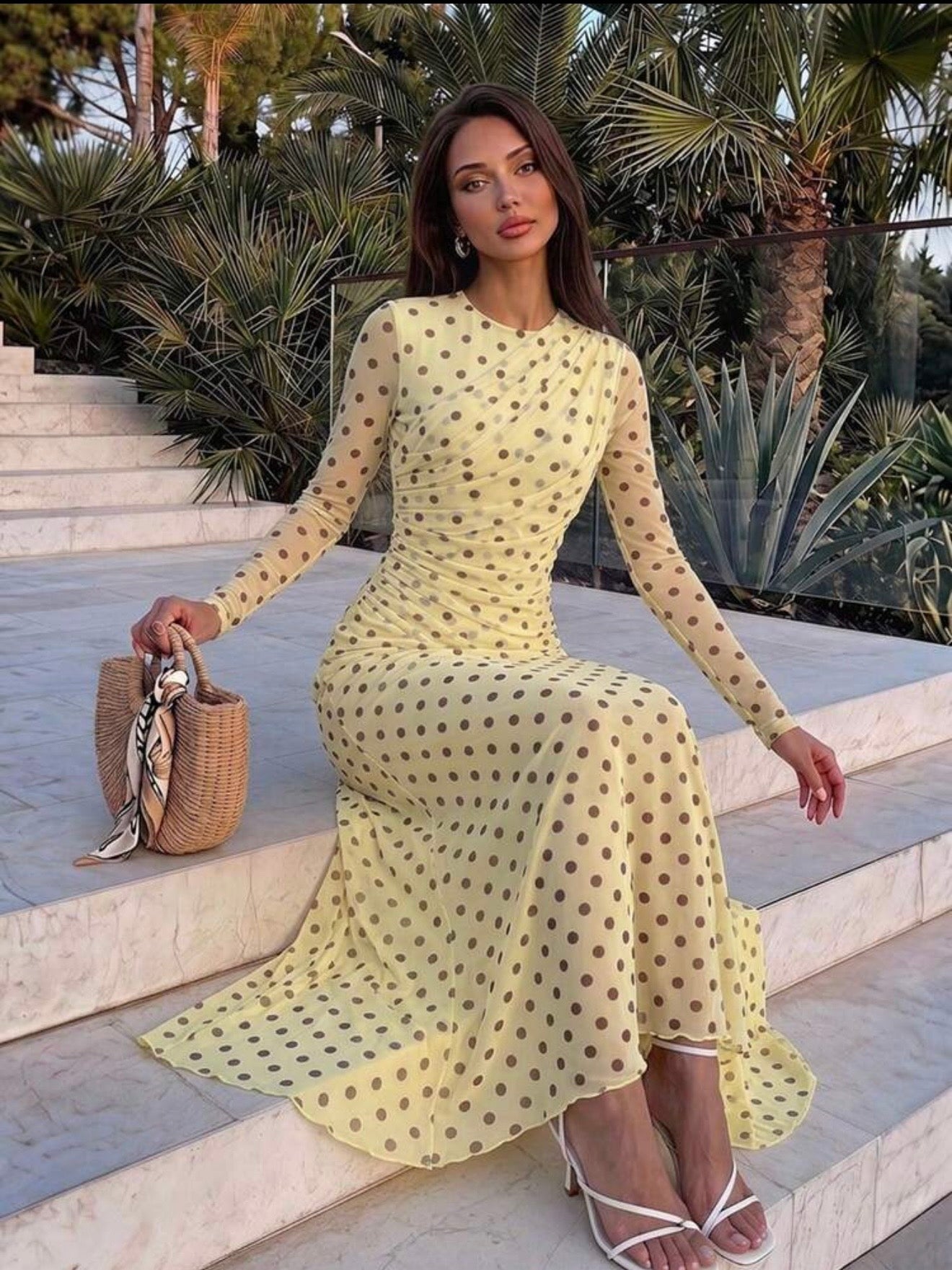 Butter yellow polka dots dress