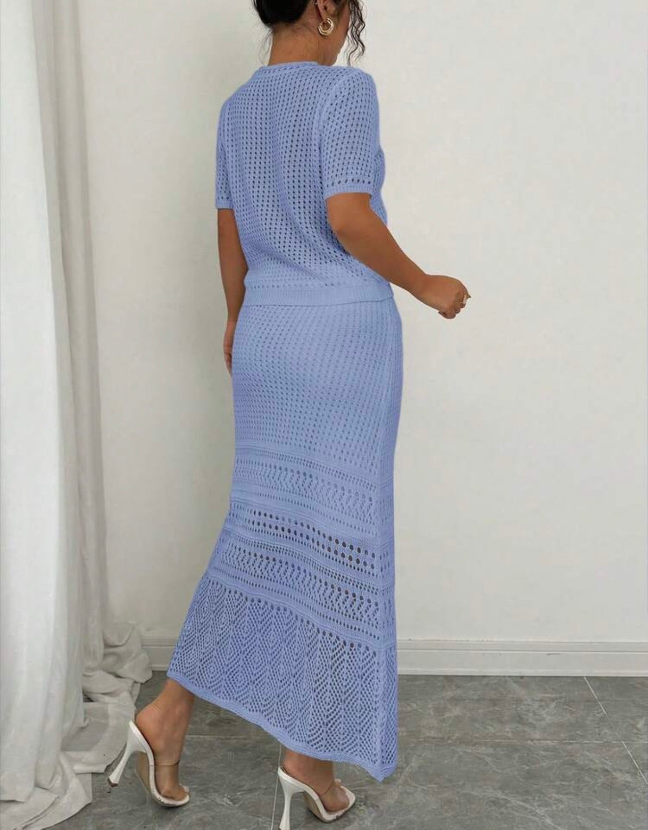 Light Blue crochet skirt set