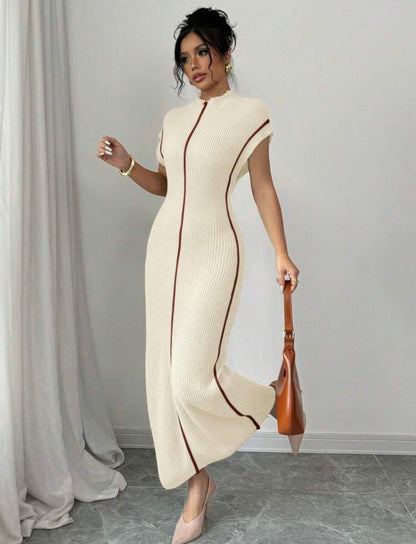 Cream ribbed dress