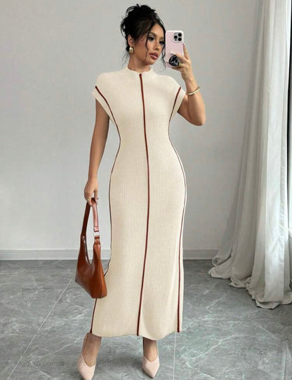 Cream ribbed dress