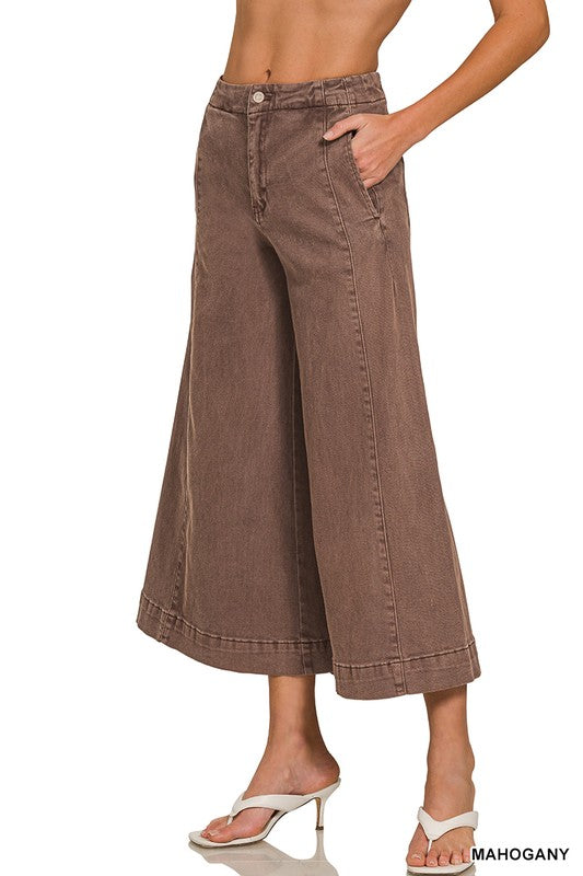 Coffee flare denim pants