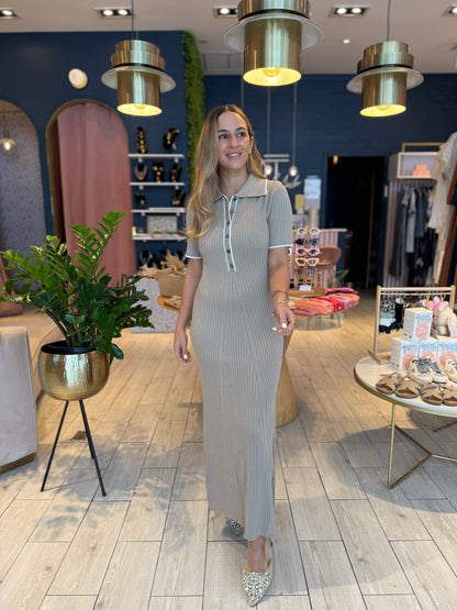 Taupe ribbed dress