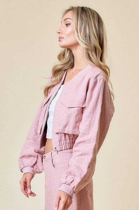 Pink linnen tzniut skirt set  5 marzo