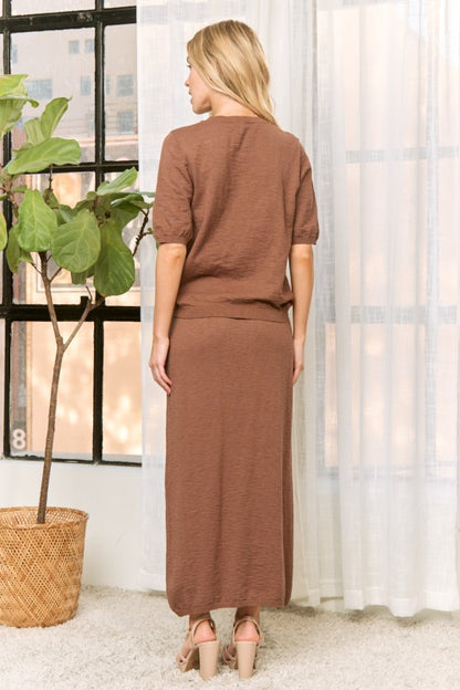 Coffee Tzniut skirt set 5 marzo