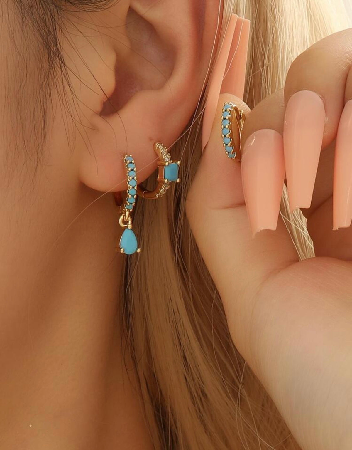 Turquoise Small Hoops