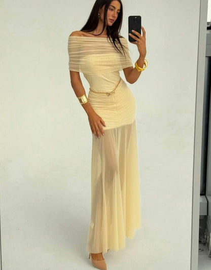 Mesh off shoulder dress 24 abril