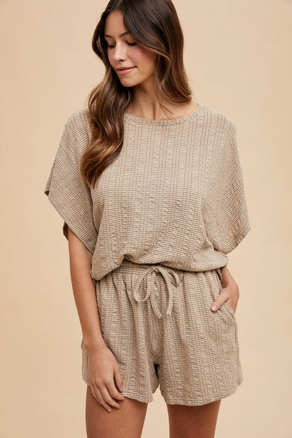 Taupe comfy shorts set 22 julio