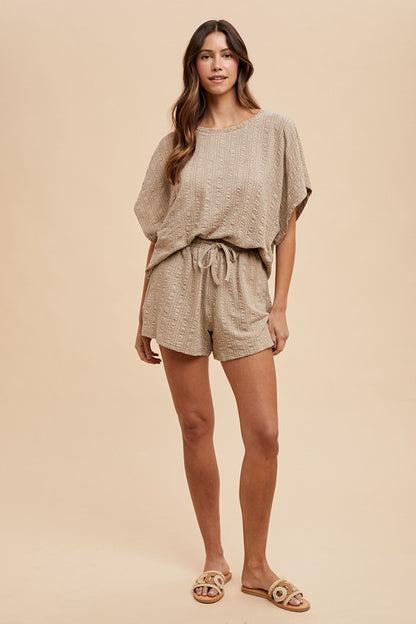 Taupe comfy shorts set 22 julio