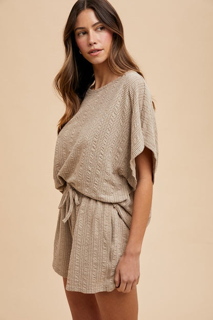 Taupe comfy shorts set 22 julio