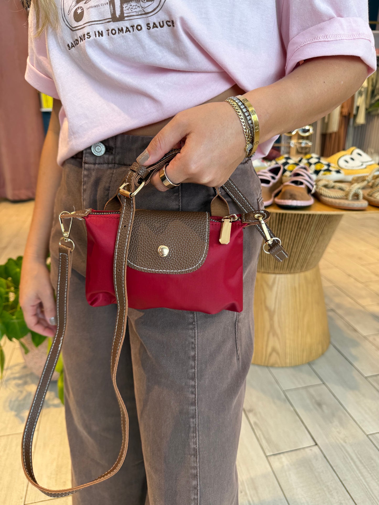 Dark red mini tote Bag